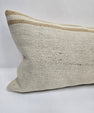 Turkish Lumbar Rug Pillow Cream Brown Cushion Cover Hemp Pillow 14" x 40" #9458