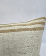 Turkish Lumbar Rug Pillow Cream Brown Cushion Cover Hemp Pillow 14" x 40" #9458