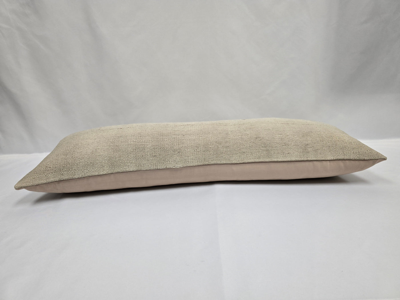 Turkish Lumbar Rug Pillow Cream Brown Cushion Cover Hemp Pillow 14" x 40" #9458