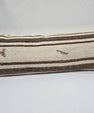 Turkish Lumbar Rug Pillow Cream Brown Cushion Cover Hemp Pillow 14" x 40" #9457