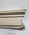Turkish Lumbar Rug Pillow Cream Brown Cushion Cover Hemp Pillow 14" x 40" #9457