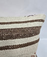 Turkish Lumbar Rug Pillow Cream Brown Cushion Cover Hemp Pillow 14" x 40" #9457