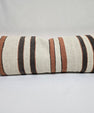 Turkish Lumbar Rug Pillow Cream Brown Cushion Cover Hemp Pillow 14" x 40" #9454