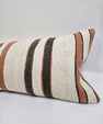 Turkish Lumbar Rug Pillow Cream Brown Cushion Cover Hemp Pillow 14" x 40" #9454