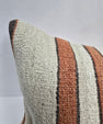 Turkish Lumbar Rug Pillow Cream Brown Cushion Cover Hemp Pillow 14" x 40" #9454