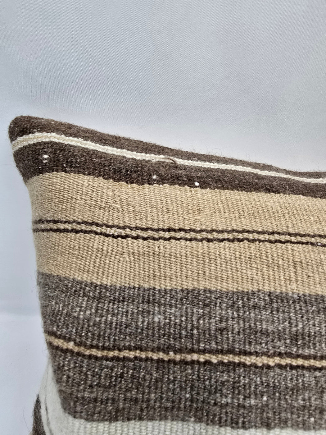 Turkish Lumbar Rug Pillow Cream Brown Cushion Cover Hemp Pillow 14" x 40" #9453