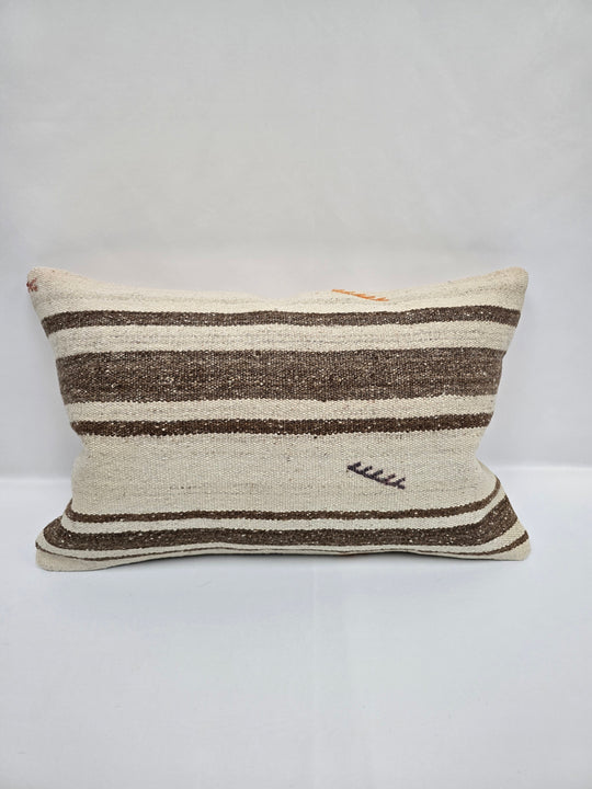 Turkish Hemp Pillow Cushion Natural Cream Brown Pillow Cushion Cover 16" x 24" #9140