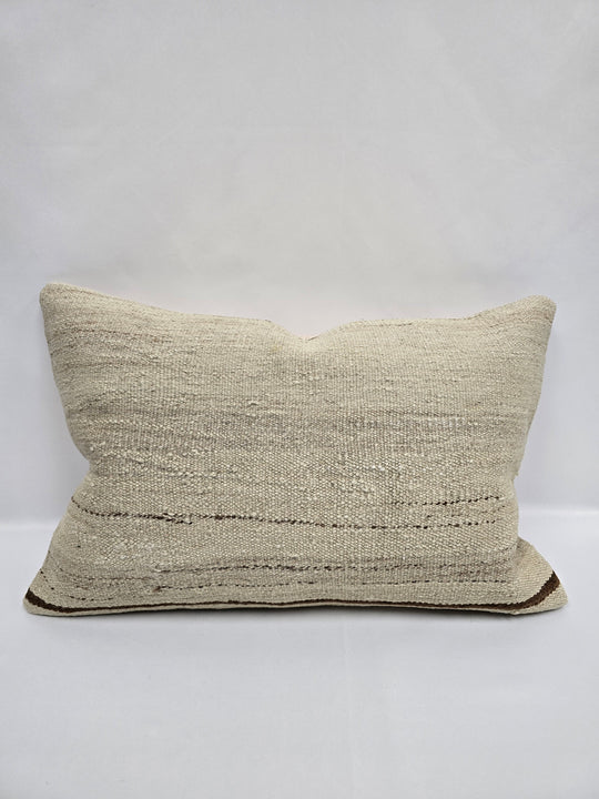 Turkish Hemp Pillow Cushion Natural Cream Brown Pillow Cushion Cover 16" x 24" #9139