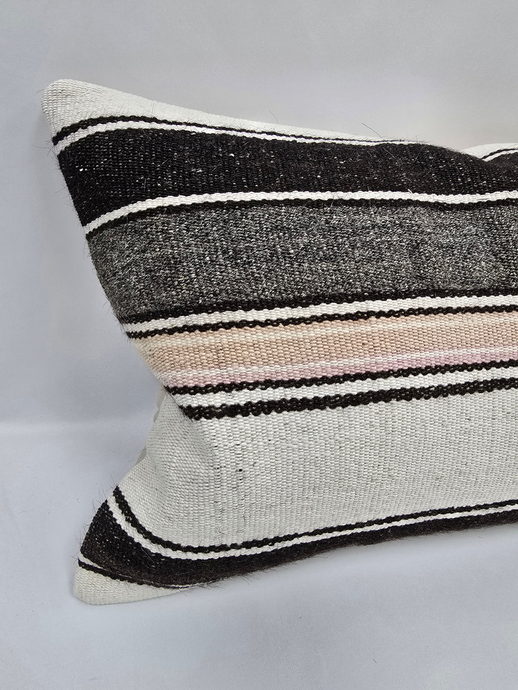 Turkish Hemp Pillow Cushion Natural Cream Black Gray Pillow Cushion Cover 16" x 24" #9137