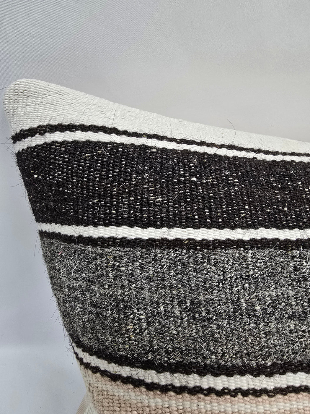 Turkish Hemp Pillow Cushion Natural Cream Black Gray Pillow Cushion Cover 16" x 24" #9137