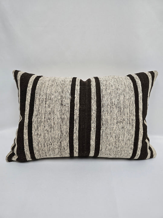 Turkish Hemp Pillow Cushion Natural Cream Black Pillow Cushion Cover 16" x 24" #9136
