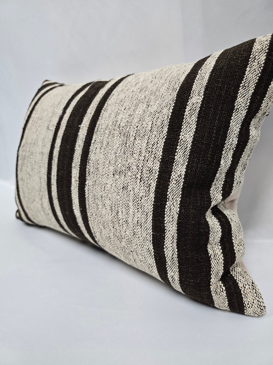 Turkish Hemp Pillow Cushion Natural Cream Black Pillow Cushion Cover 16" x 24" #9136