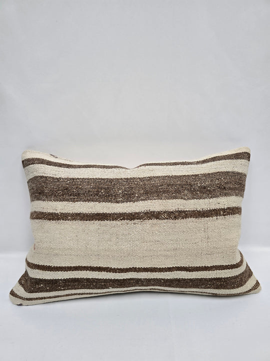 Turkish Hemp Pillow Cushion Natural Cream Brown Pillow Cushion Cover 16" x 24" #9134