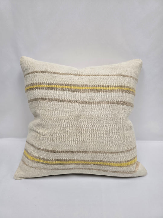 Turkish Hemp Pillow Cushion Natural Cream Yellow Pillow Cushion Cover 24" x 24" #9343