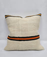 Turkish Hemp Pillow Cushion Natural Cream Black Orange Pillow Cushion Cover 24" x 24" #9347