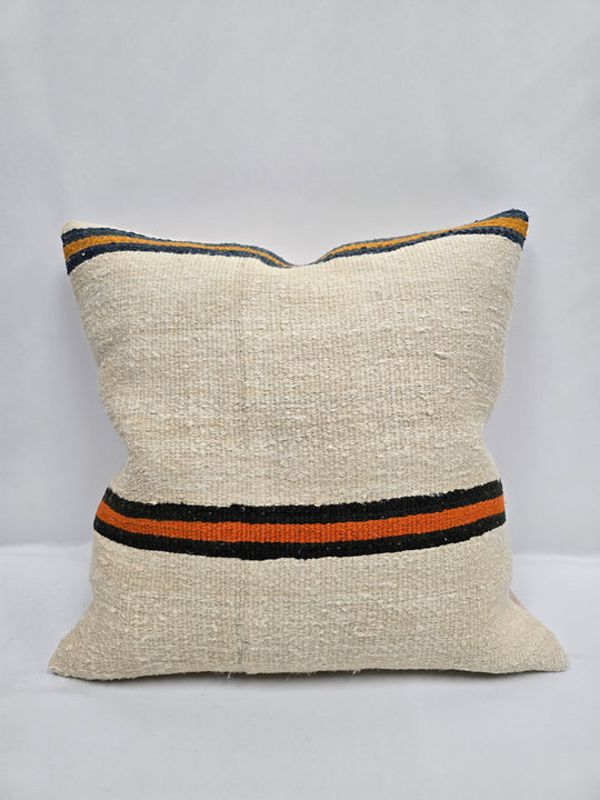 Turkish Hemp Pillow Cushion Natural Cream Black Orange Pillow Cushion Cover 24" x 24" #9347