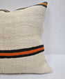 Turkish Hemp Pillow Cushion Natural Cream Black Orange Pillow Cushion Cover 24" x 24" #9347