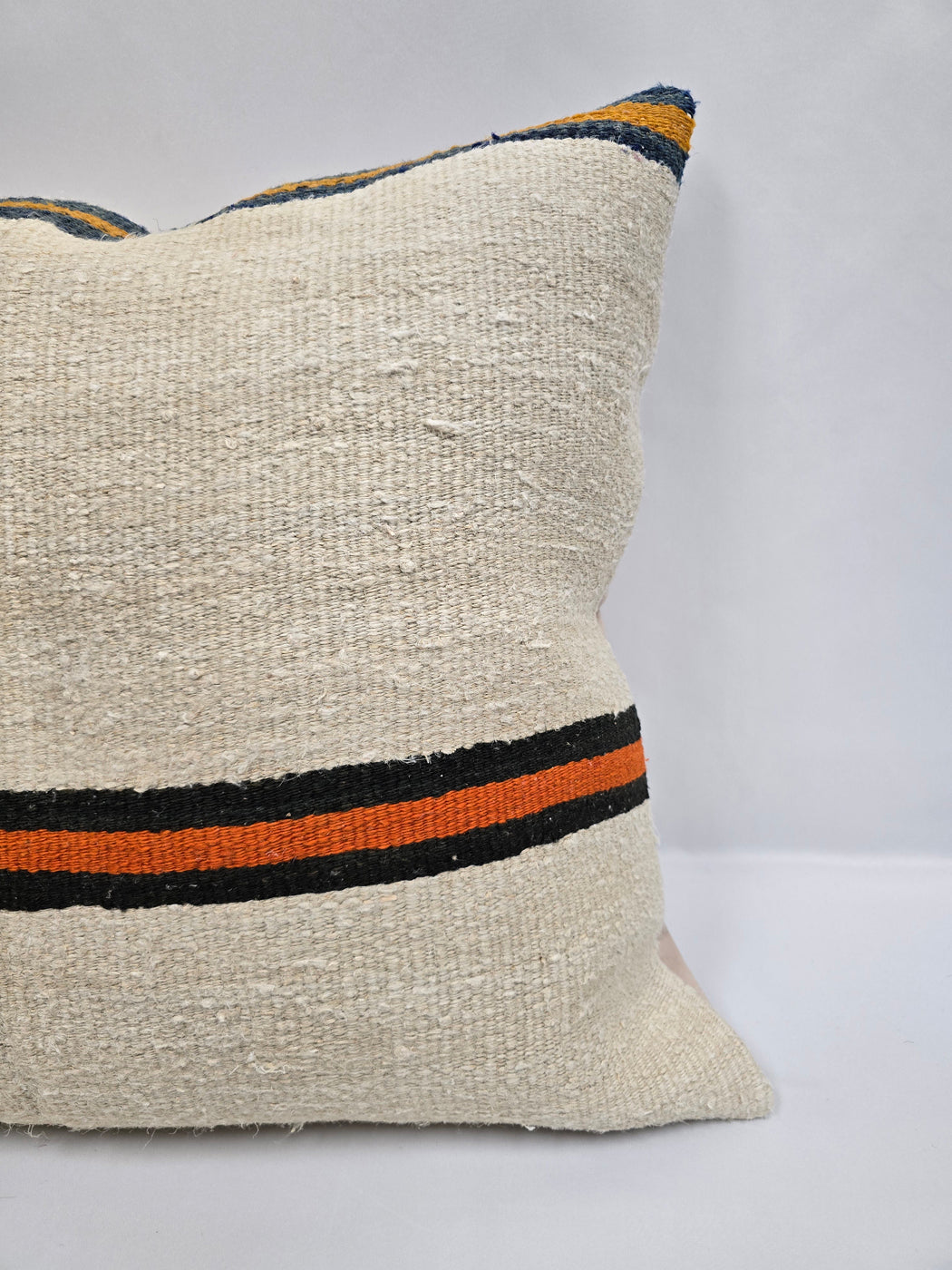 Turkish Hemp Pillow Cushion Natural Cream Black Orange Pillow Cushion Cover 24" x 24" #9347