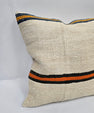 Turkish Hemp Pillow Cushion Natural Cream Black Orange Pillow Cushion Cover 24" x 24" #9347