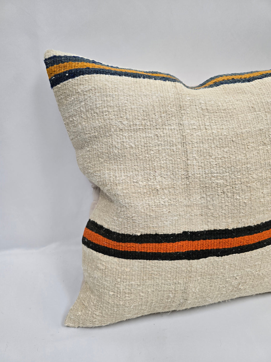 Turkish Hemp Pillow Cushion Natural Cream Black Orange Pillow Cushion Cover 24" x 24" #9347