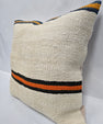 Turkish Hemp Pillow Cushion Natural Cream Black Orange Pillow Cushion Cover 24" x 24" #9347