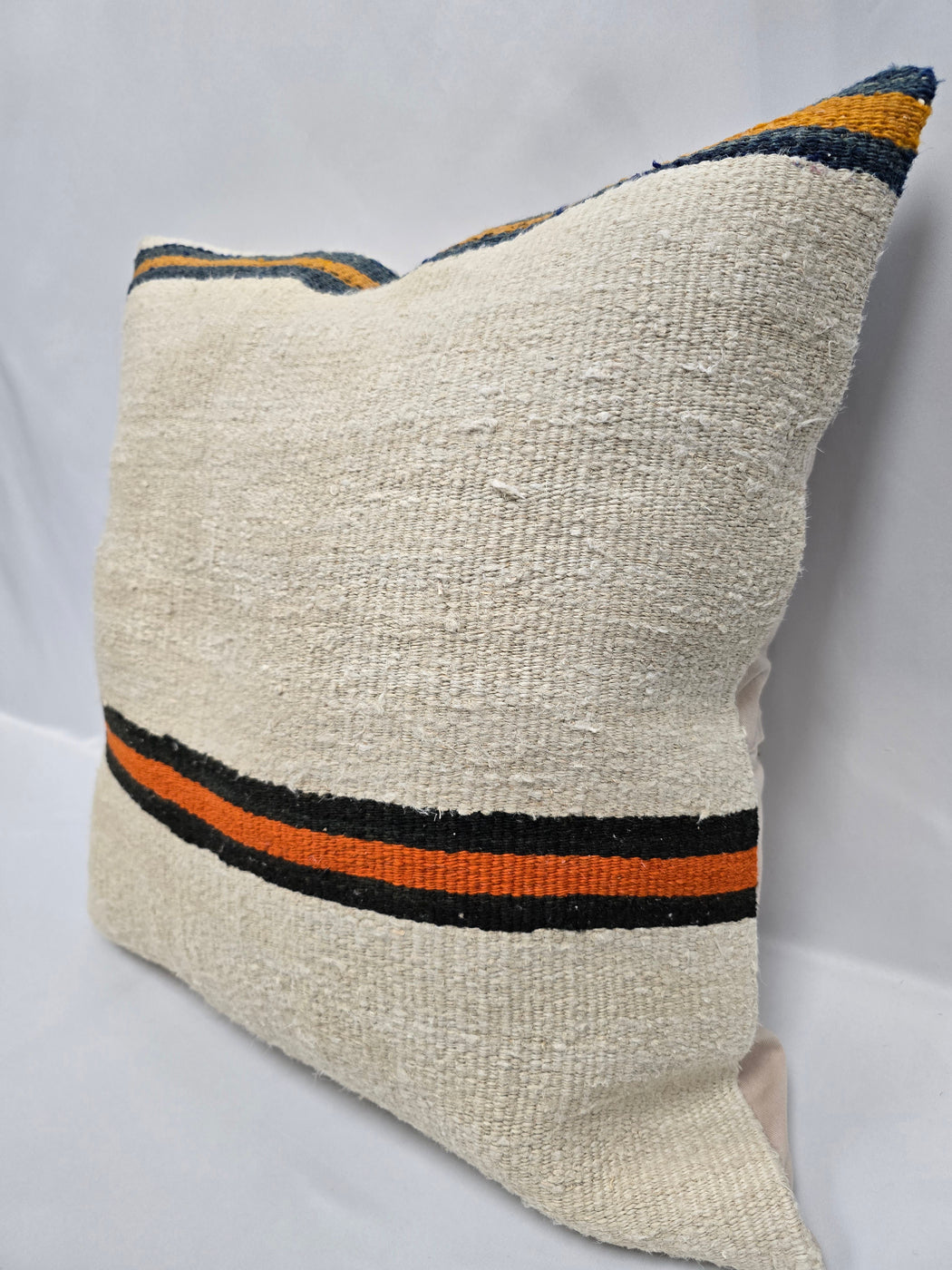 Turkish Hemp Pillow Cushion Natural Cream Black Orange Pillow Cushion Cover 24" x 24" #9347