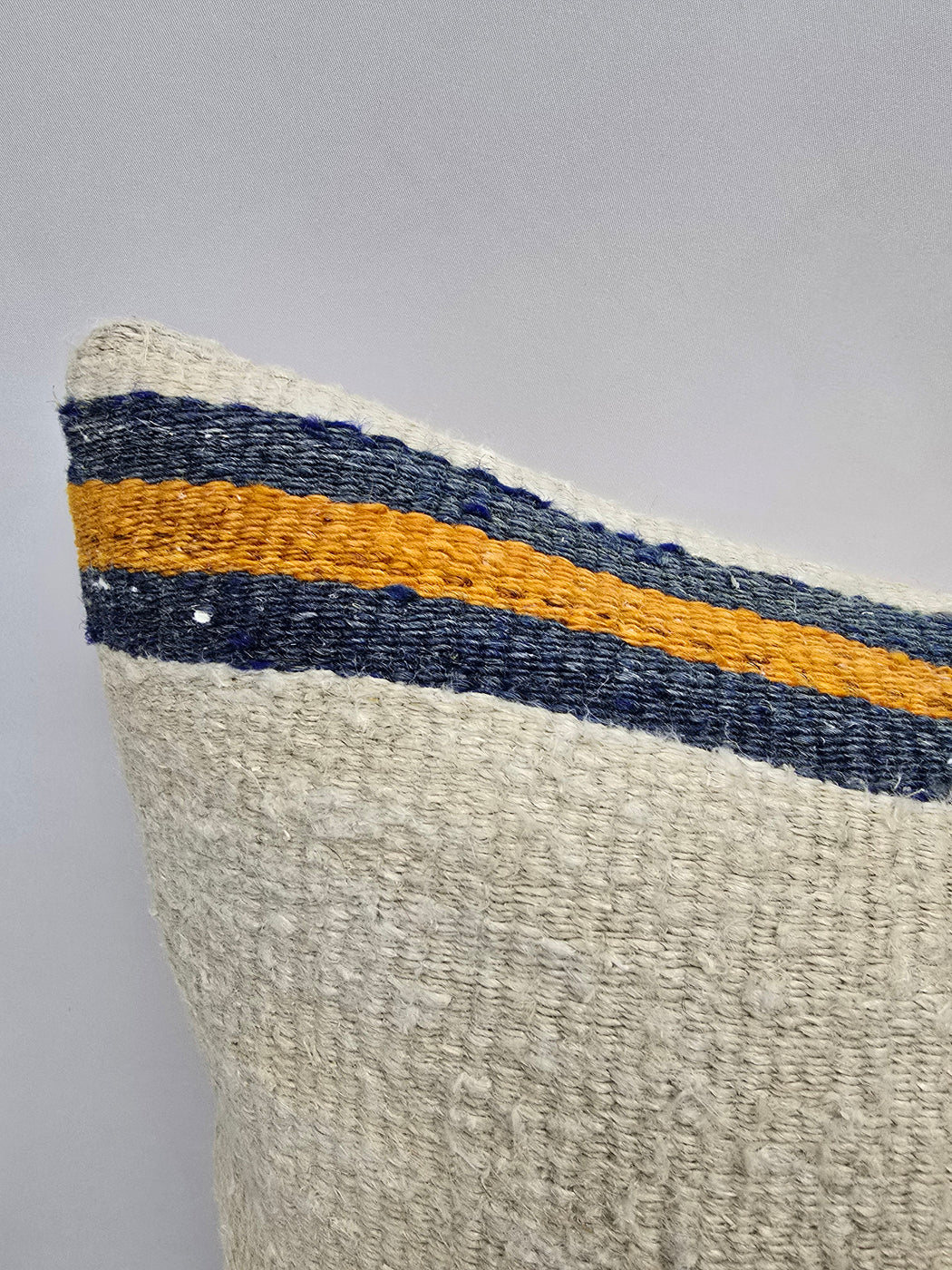 Turkish Hemp Pillow Cushion Natural Cream Black Orange Pillow Cushion Cover 24" x 24" #9347