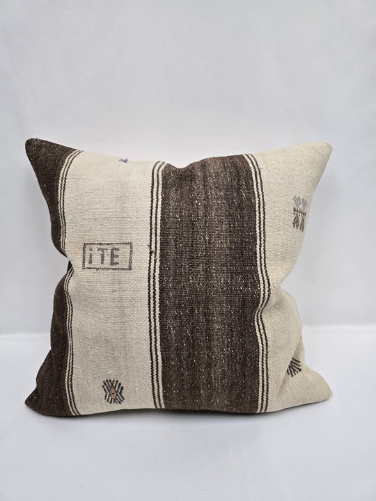 Turkish Hemp Pillow Cushion Natural Cream Brown Pillow Cushion Cover 24" x 24" #9342