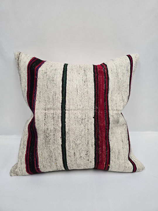 Turkish Hemp Pillow Cushion Natural Cream Black Red Pillow Cushion Cover 24" x 24" #9341
