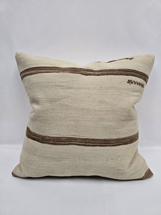Turkish Hemp Pillow Cushion Natural Cream Brown Pillow Cushion Cover 24" x 24" #9338
