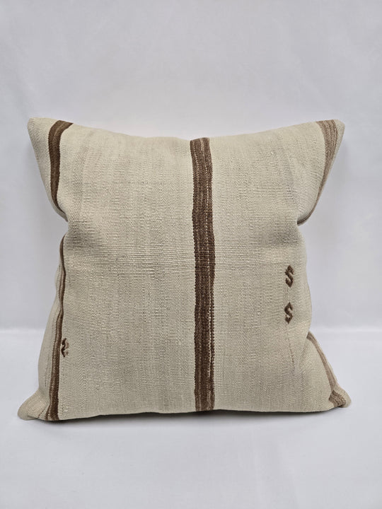 Turkish Hemp Pillow Cushion Natural Cream Brown Pillow Cushion Cover 24" x 24" #9336