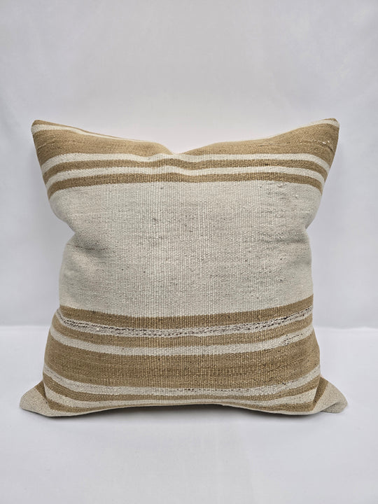 Turkish Hemp Pillow Cushion Natural Cream Brown Pillow Cushion Cover 24" x 24" #9335