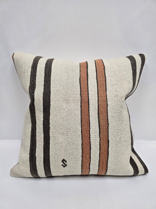 Turkish Hemp Pillow Cushion Natural Cream Brown Black Pillow Cushion Cover 24" x 24" #9333