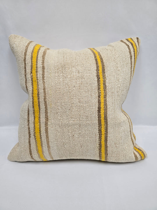 Turkish Hemp Pillow Cushion Natural Cream Yellow Pillow Cushion Cover 24" x 24" #9330