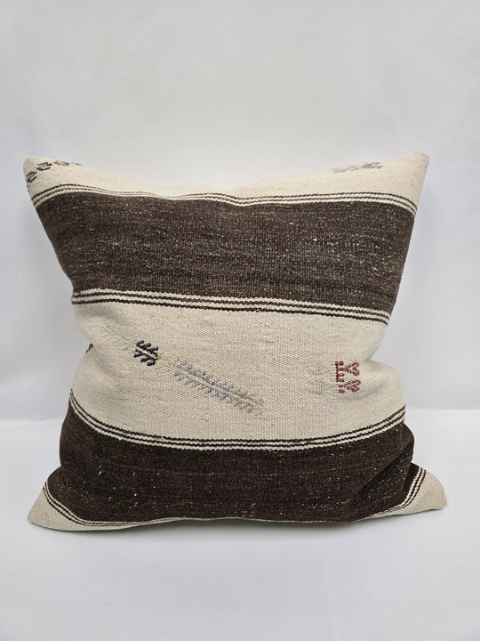 Turkish Hemp Pillow Cushion Natural Cream Brown Pillow Cushion Cover 24" x 24" #9329