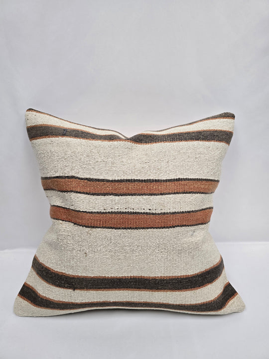 Turkish Hemp Pillow Cushion Natural Cream Brown Pillow Cushion Cover 24" x 24" #9327