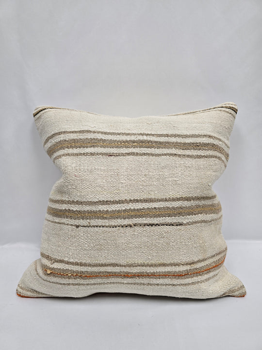 Turkish Hemp Pillow Cushion Natural Cream Gray Pillow Cushion Cover 24" x 24" #9325