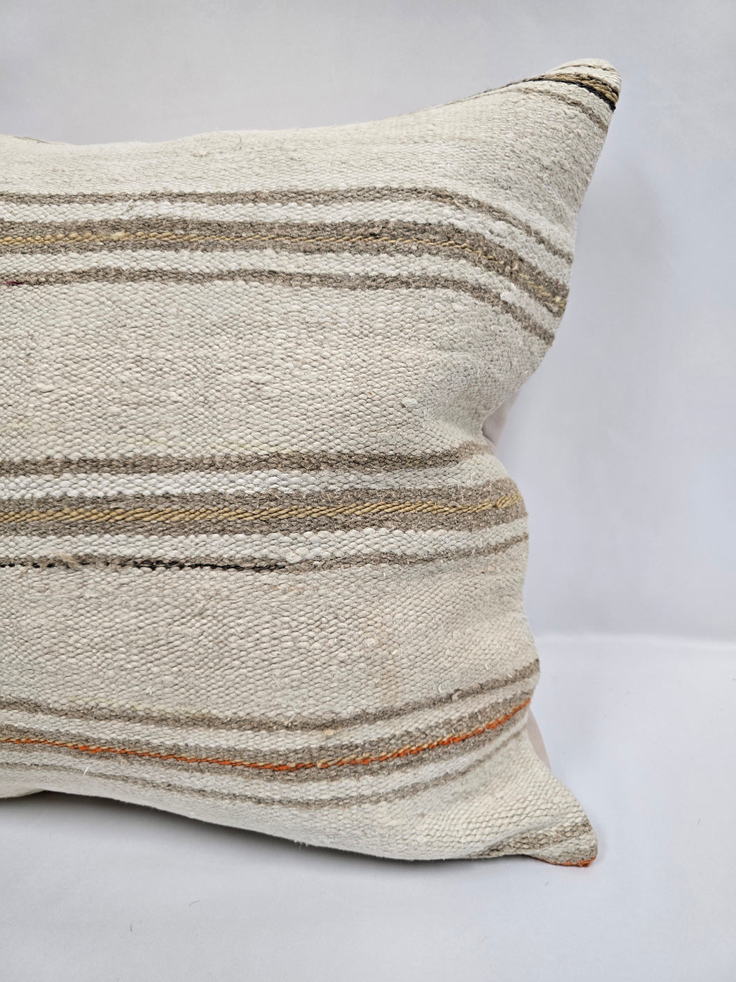 Turkish Hemp Pillow Cushion Natural Cream Gray Pillow Cushion Cover 24" x 24" #9325