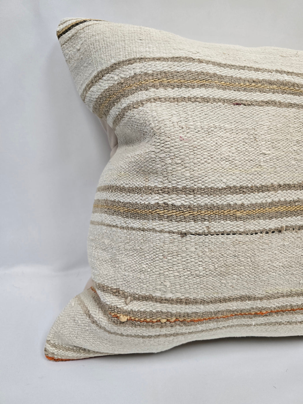 Turkish Hemp Pillow Cushion Natural Cream Gray Pillow Cushion Cover 24" x 24" #9325