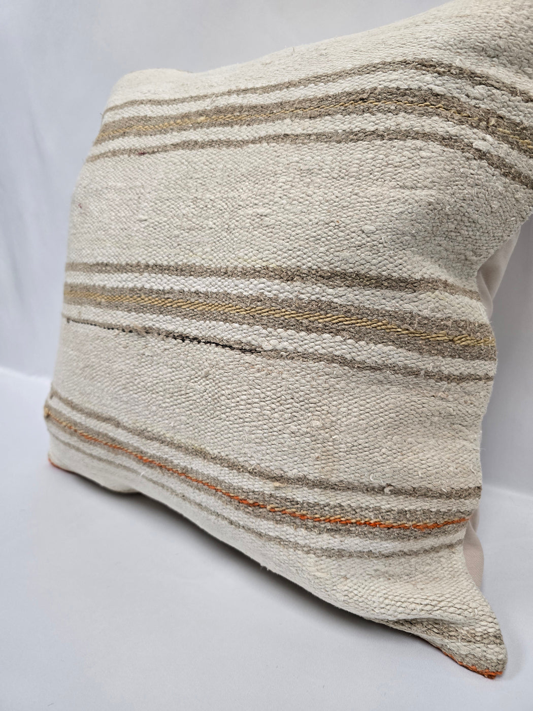 Turkish Hemp Pillow Cushion Natural Cream Gray Pillow Cushion Cover 24" x 24" #9325