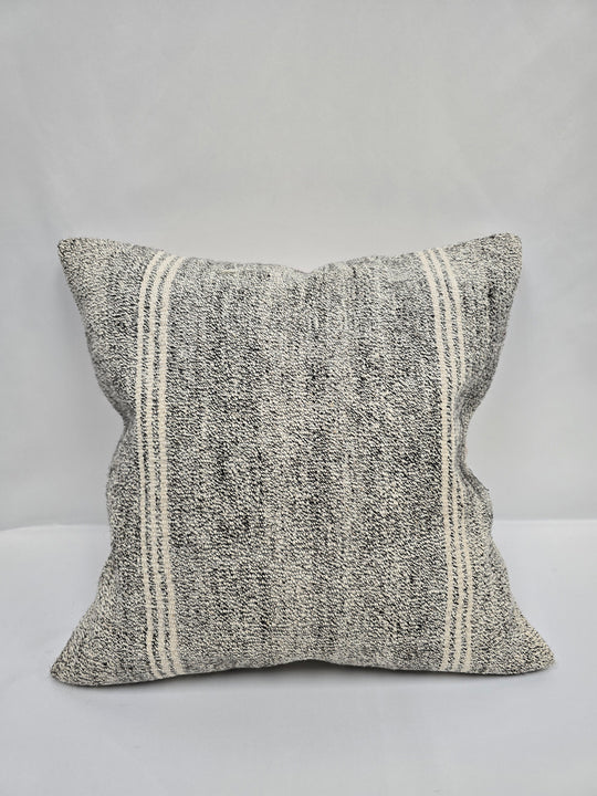 Turkish Hemp Pillow Cushion Natural Cream Black Pillow Cushion Cover 24" x 24" #9324