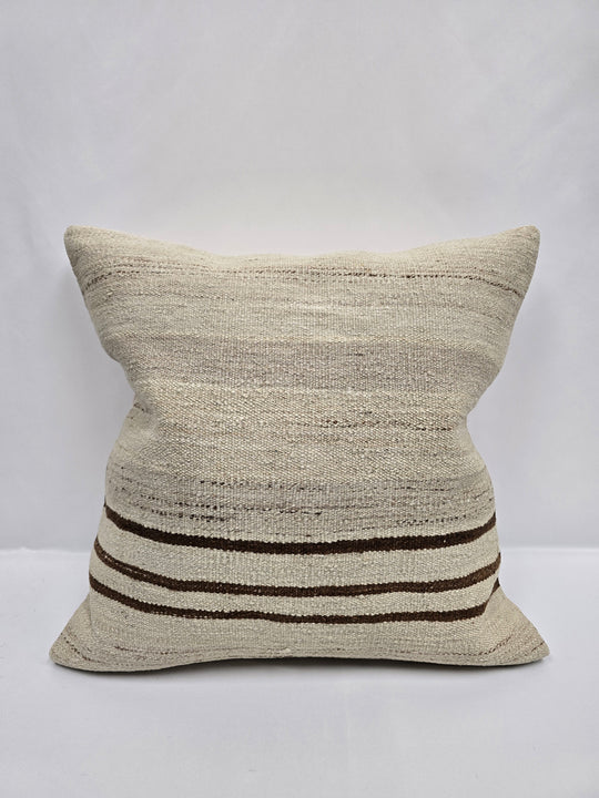 Turkish Hemp Pillow Cushion Natural Cream Brown Pillow Cushion Cover 24" x 24" #9323