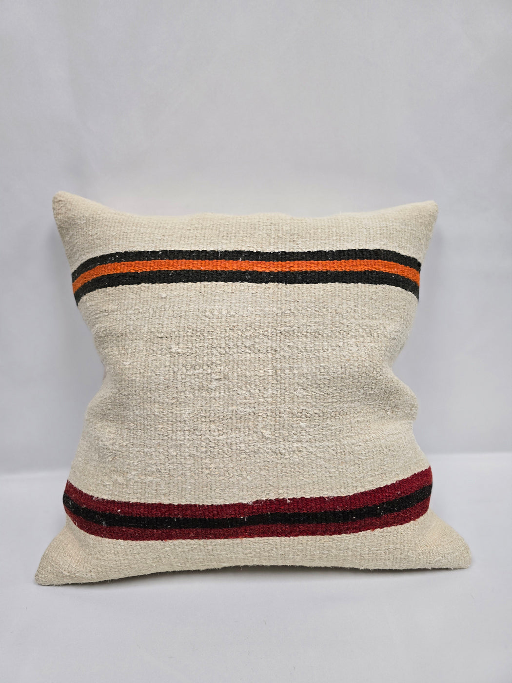 Turkish Hemp Pillow Cushion Natural Cream Black Orange Pillow Cushion Cover 24" x 24" #9317