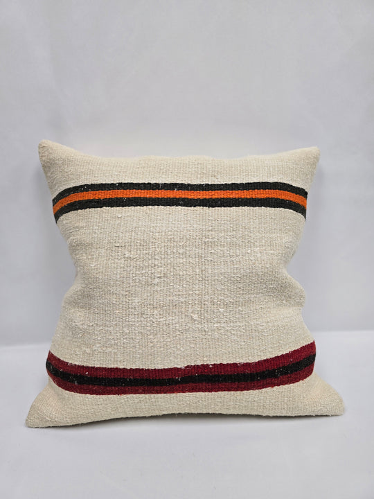 Turkish Hemp Pillow Cushion Natural Cream Black Orange Pillow Cushion Cover 24" x 24" #9317