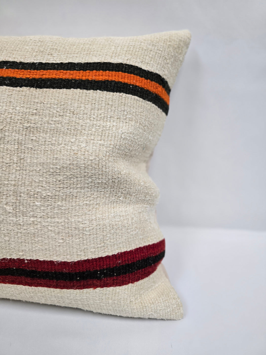 Turkish Hemp Pillow Cushion Natural Cream Black Orange Pillow Cushion Cover 24" x 24" #9317