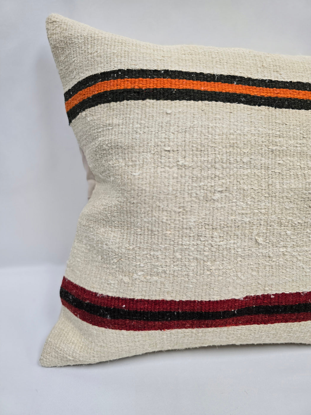 Turkish Hemp Pillow Cushion Natural Cream Black Orange Pillow Cushion Cover 24" x 24" #9317