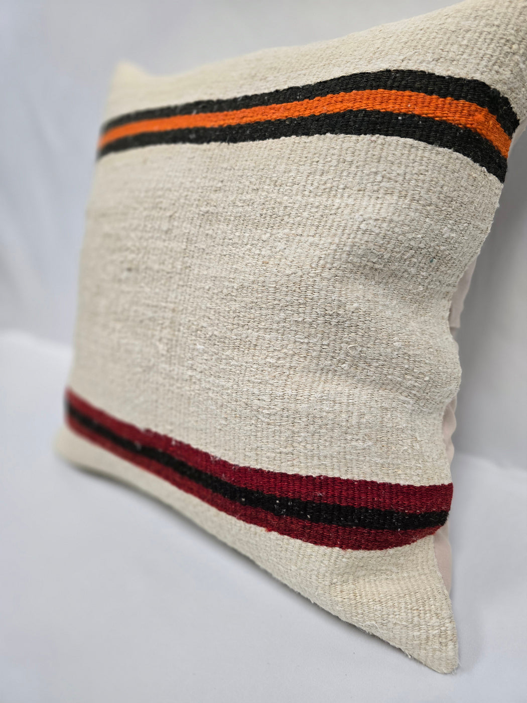 Turkish Hemp Pillow Cushion Natural Cream Black Orange Pillow Cushion Cover 24" x 24" #9317
