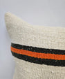 Turkish Hemp Pillow Cushion Natural Cream Black Orange Pillow Cushion Cover 24" x 24" #9317