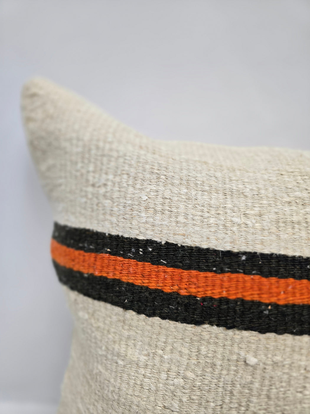 Turkish Hemp Pillow Cushion Natural Cream Black Orange Pillow Cushion Cover 24" x 24" #9317