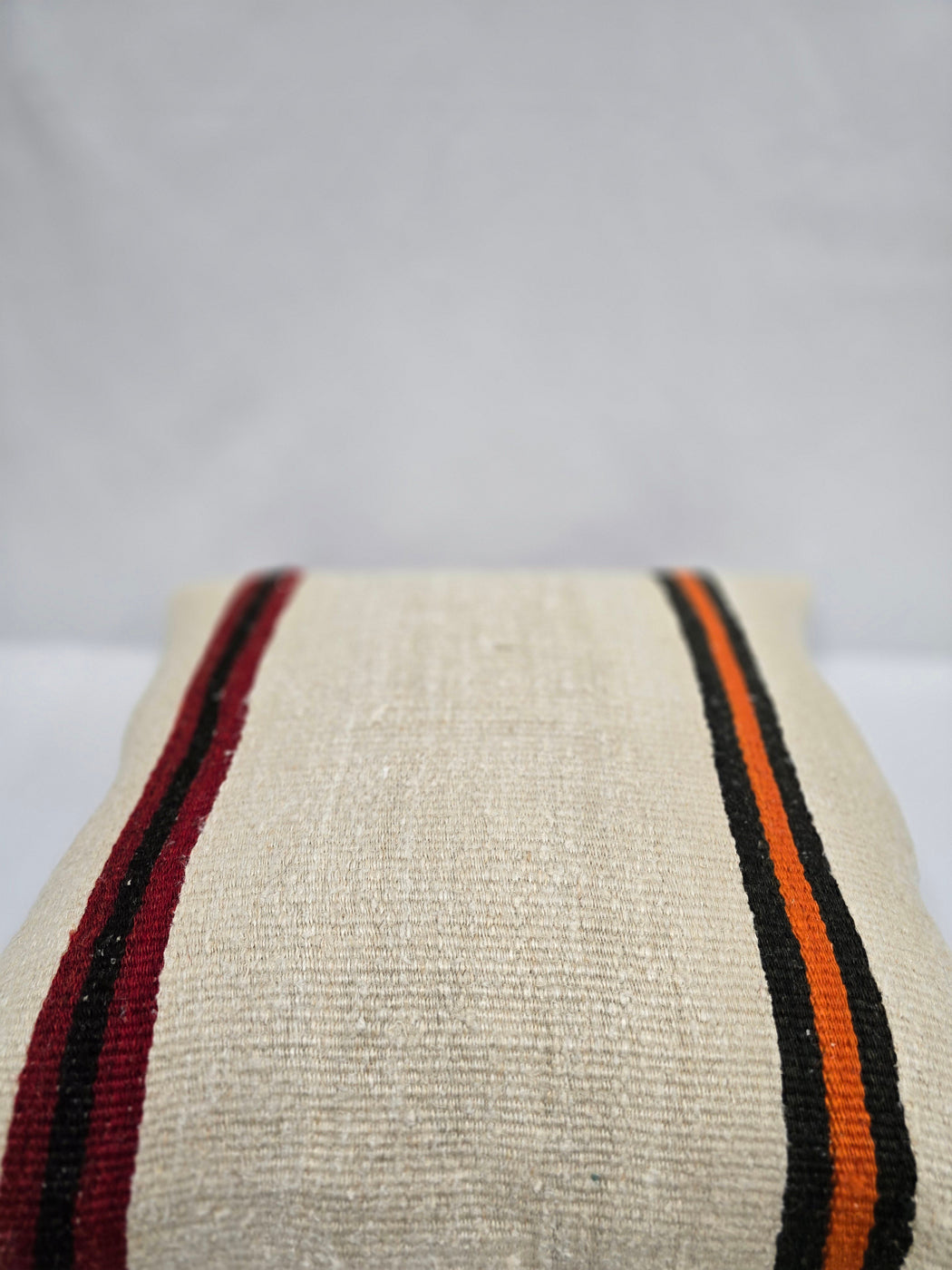 Turkish Hemp Pillow Cushion Natural Cream Black Orange Pillow Cushion Cover 24" x 24" #9317